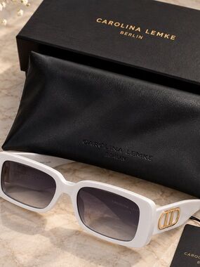 New in box Carolina Lemke Rectangular Logo Sunglasses